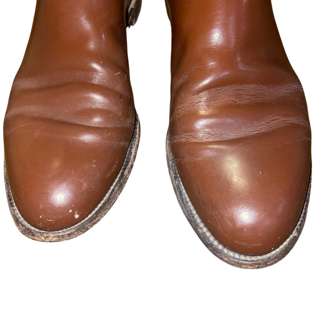 Vintage Justin Roper Cowboy Boots Western Brown Leather Mens Size 9
