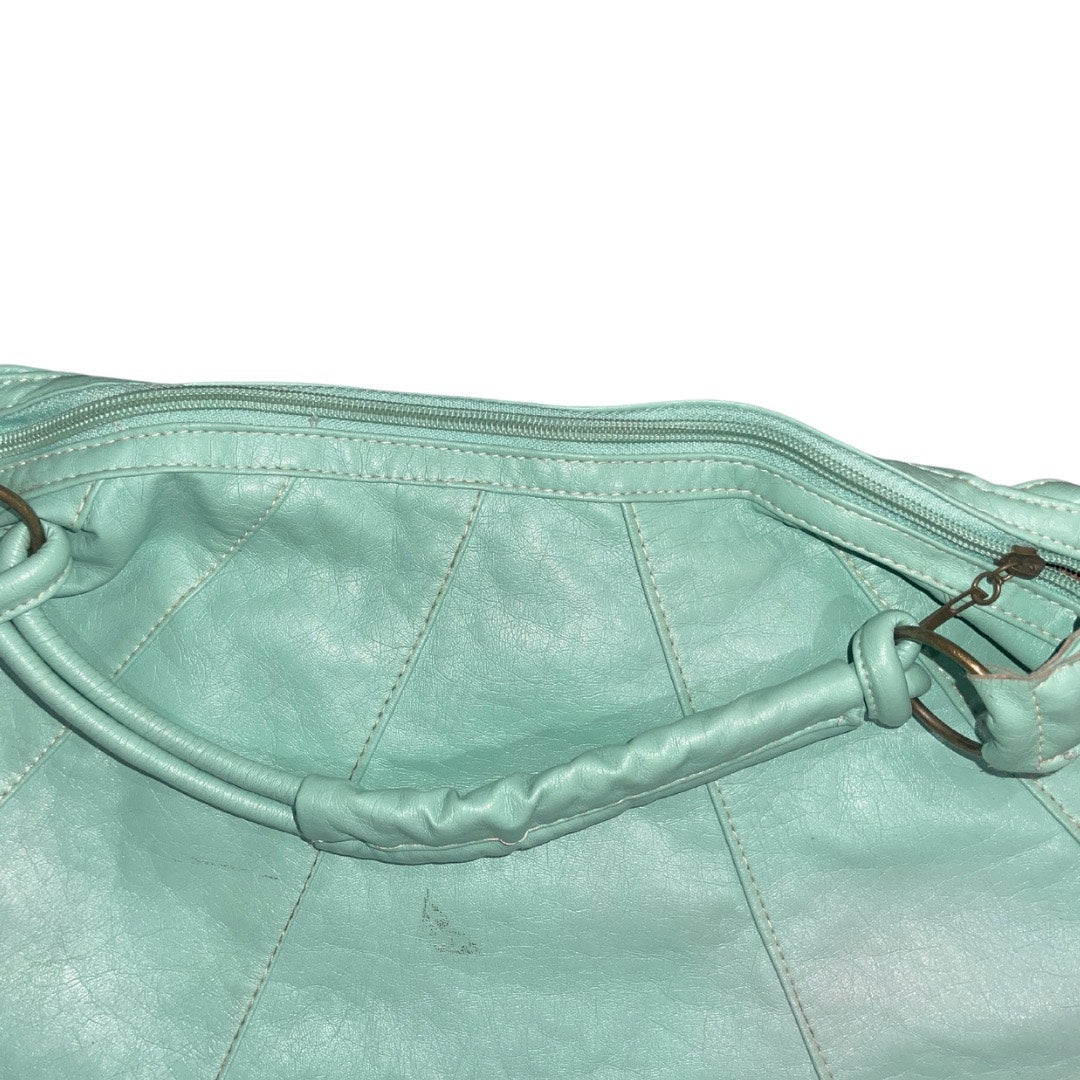 Vinyl large shoulder bag purse with outer zipper design