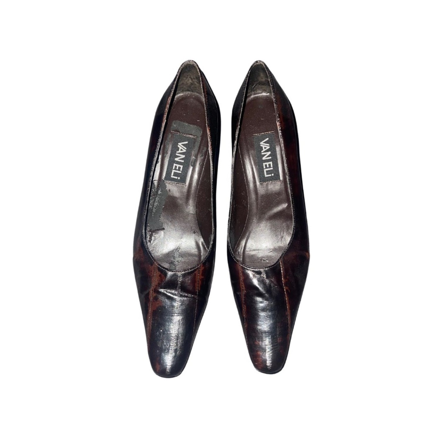 Vintage Vaneli brown leather pointed toe pumps heels