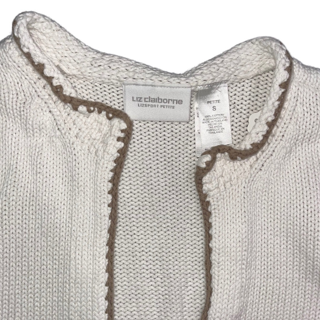 Vintage Liz Claiborne Lizsport Petite Open Cardigan Knit Sweater