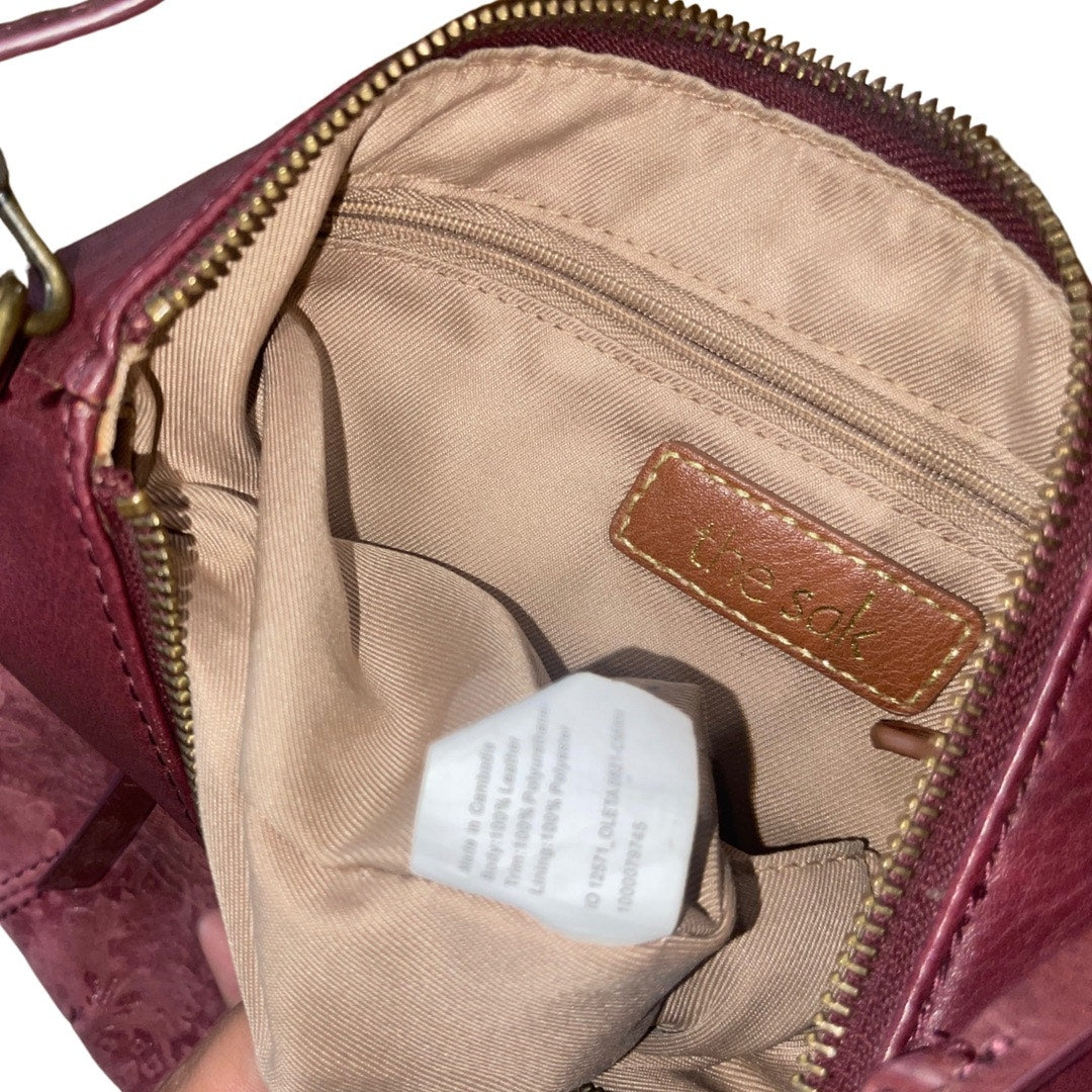 The Sak Oleta Burgundy Genuine Leather Crossbody Handbag purse