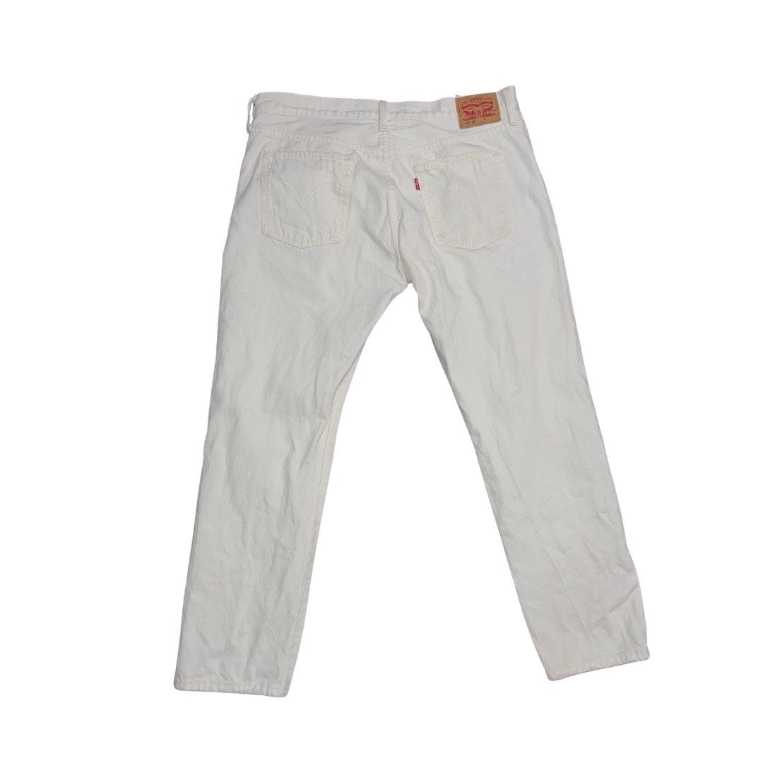 Women Levi's 501 Button Fly White Distress Denim Jeans Pants Size 31x32