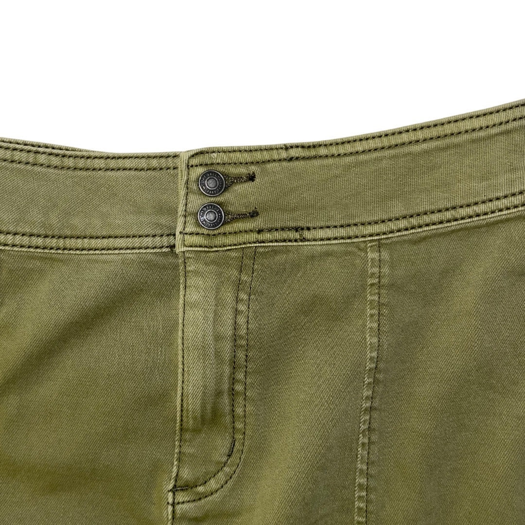 We the Free Green Olive Green Midi Skirt Front Slit High Waisted Denim Size 29