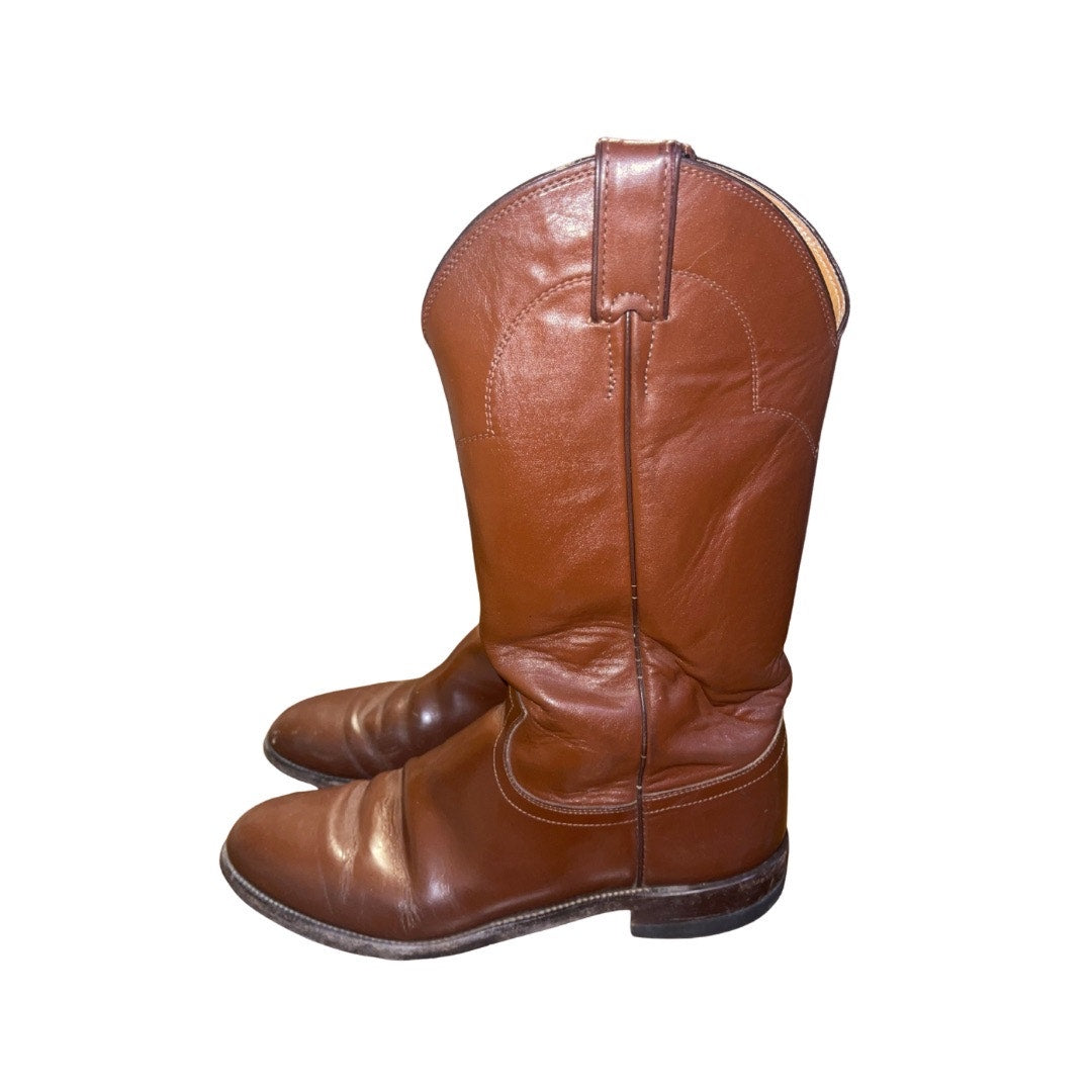 Vintage Justin Roper Cowboy Boots Western Brown Leather Mens Size 9