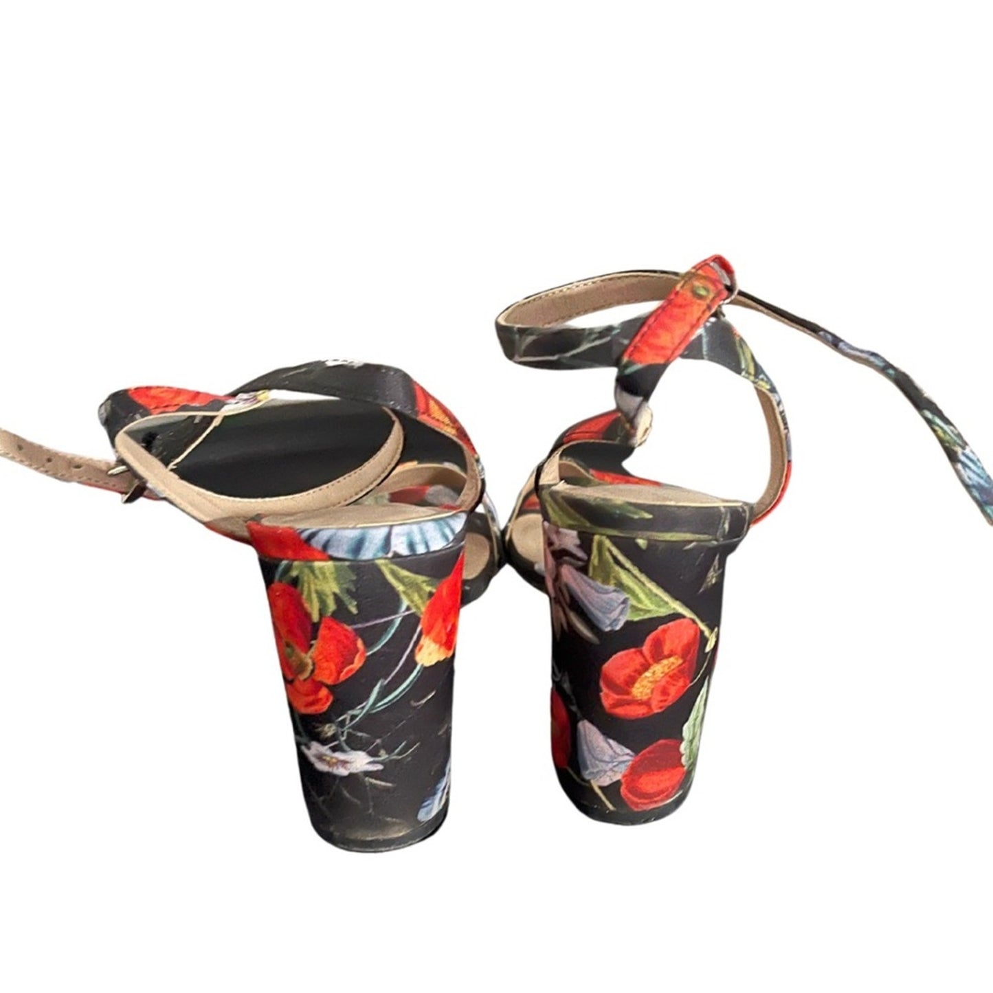 Aldo Floral Block Heels Ankle Strap Size 7