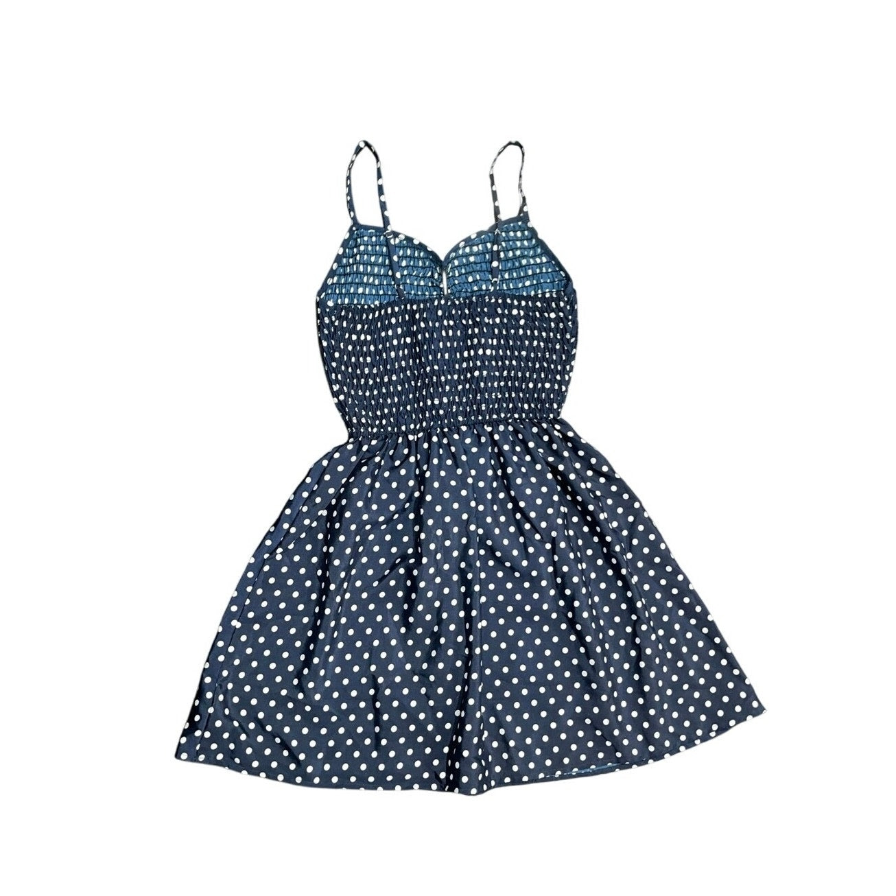 Xhilaration Blue Polka Dot Adjustable Strap Spring Dress