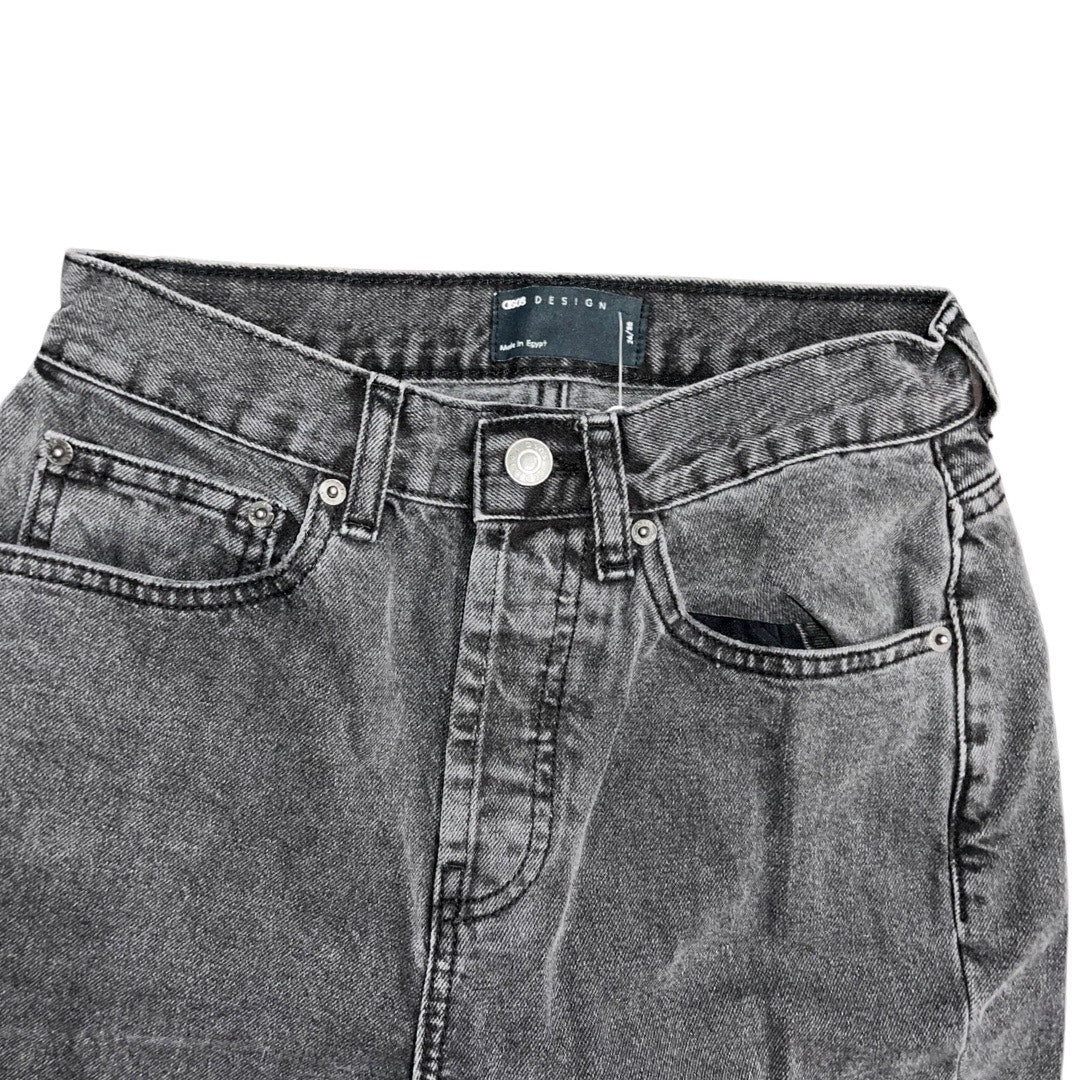 ASOS Design Straight Leg jeans dark grey button fly size 26