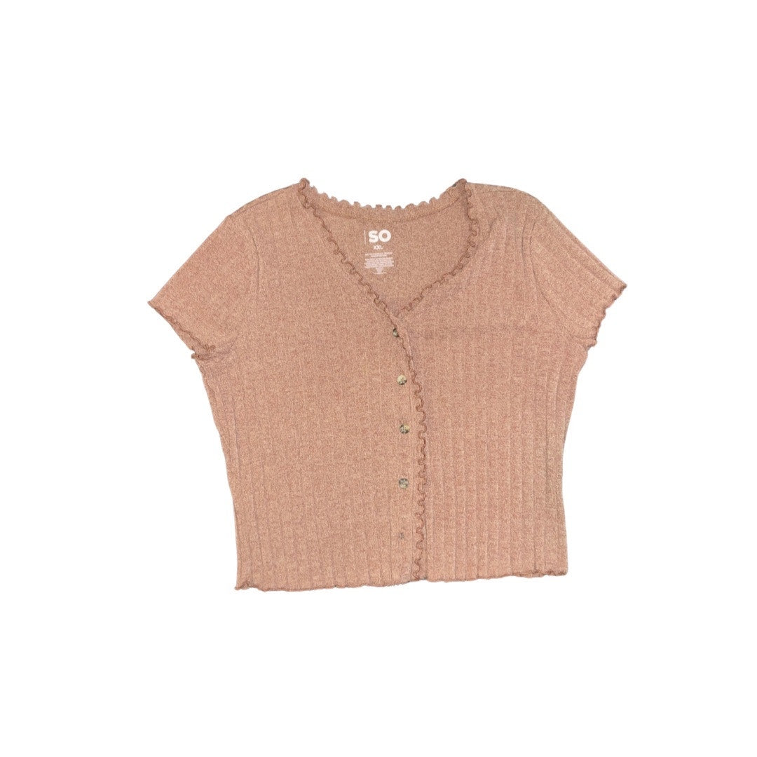 SO Goods For Life Bundle 2 Tops Ribbed Short Sleeve Scallop Trim Size XXL Y2K