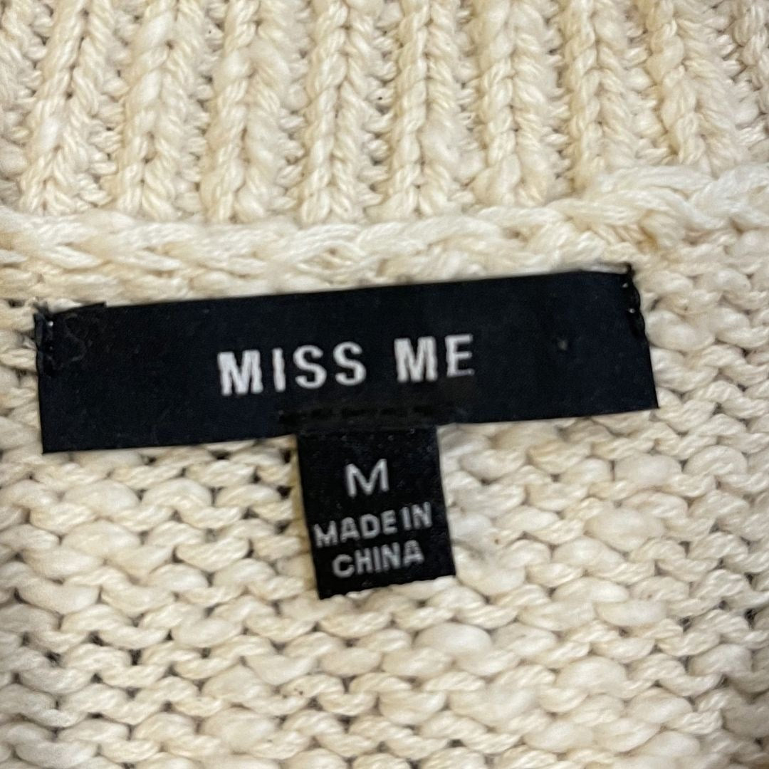 Miss Me Open Weave Cable Knit Crewneck Sweater Size Medium Preppy Fisherman