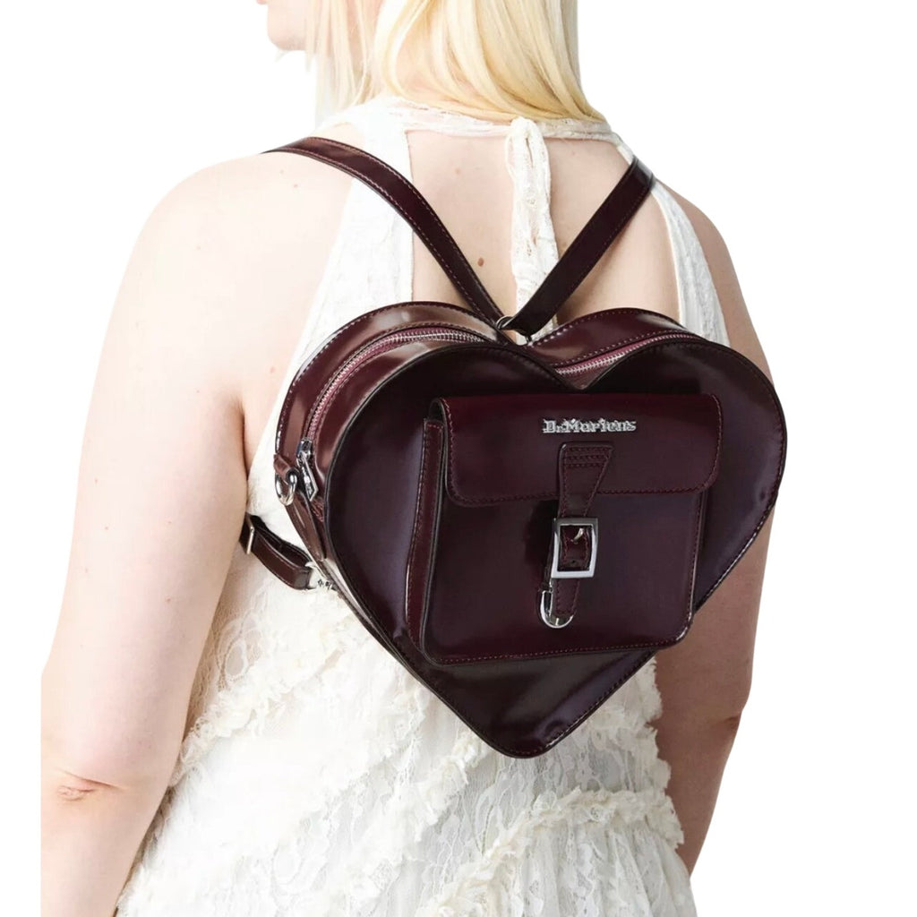 Dr. Martens Vegan Heart Shaped Backpack Purse NWT Cherry Red Grunge Punk Newwave