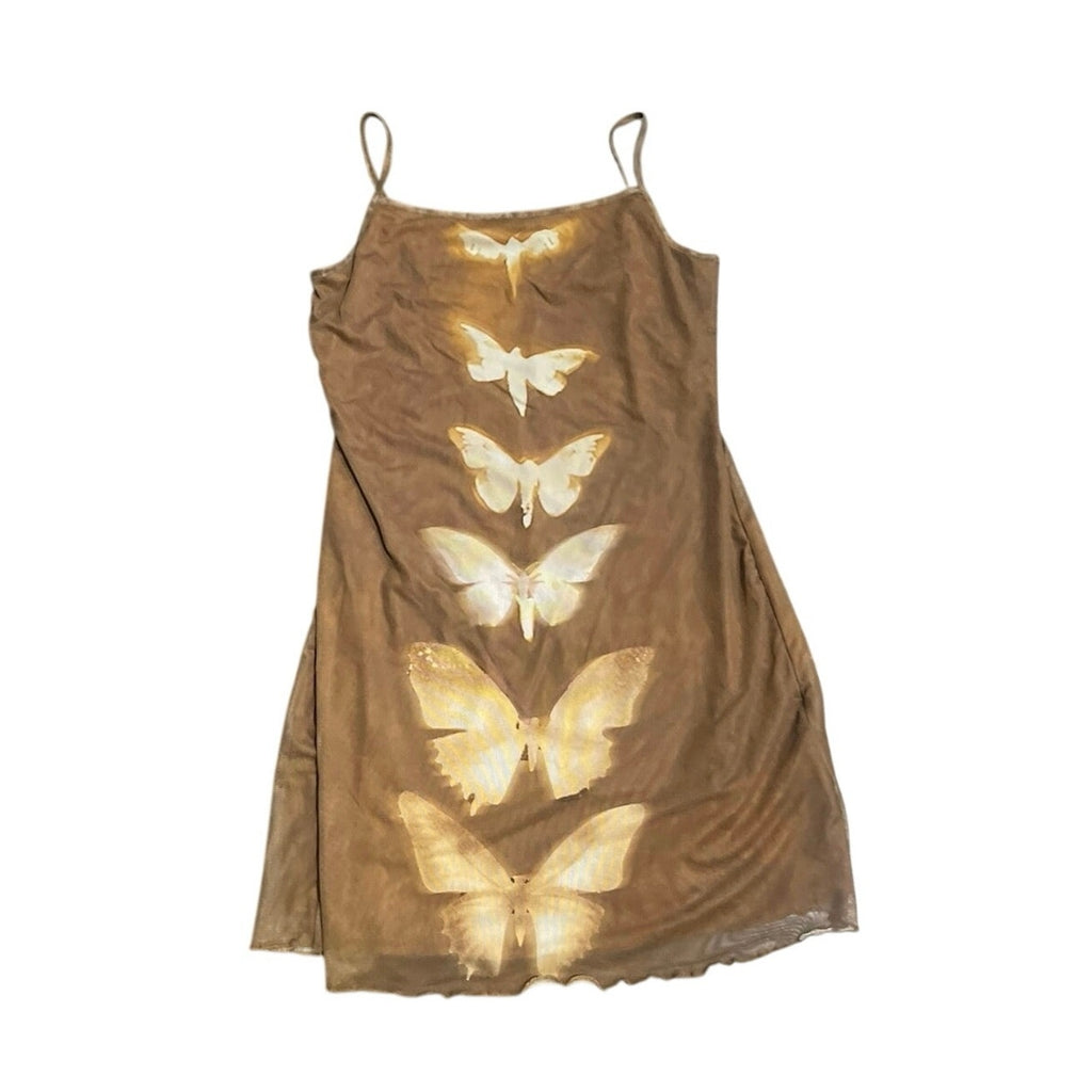 SHEIN Sleeveless Mesh Mini Butterfly Printed Dress Size M Party Boho Festival