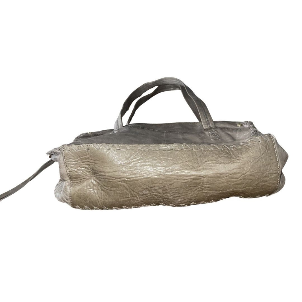 Hobo the Original Gray Genuine Leather Double Shoulder Bag Purse Floral Lining