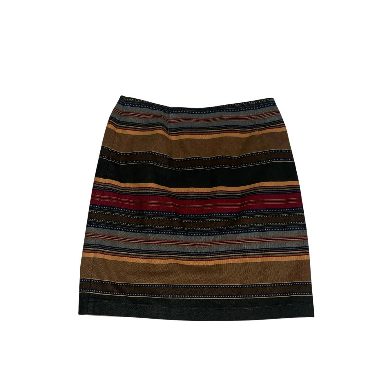 Jones New York Striped Cotton Southwestern Style Wrap Skirt Boho Size 8