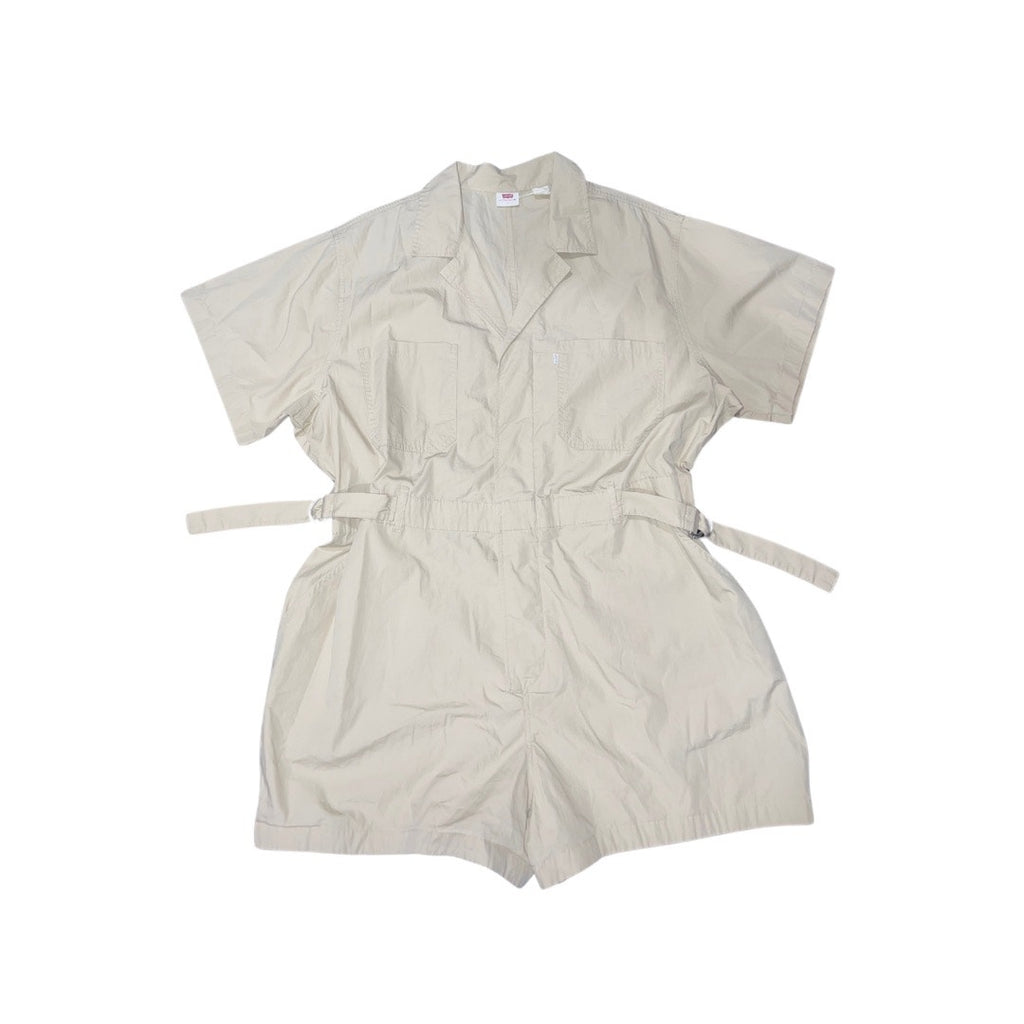 Levi's Women's Romper Short Sleeve Safari Belt Cinch Waist Tan NWT