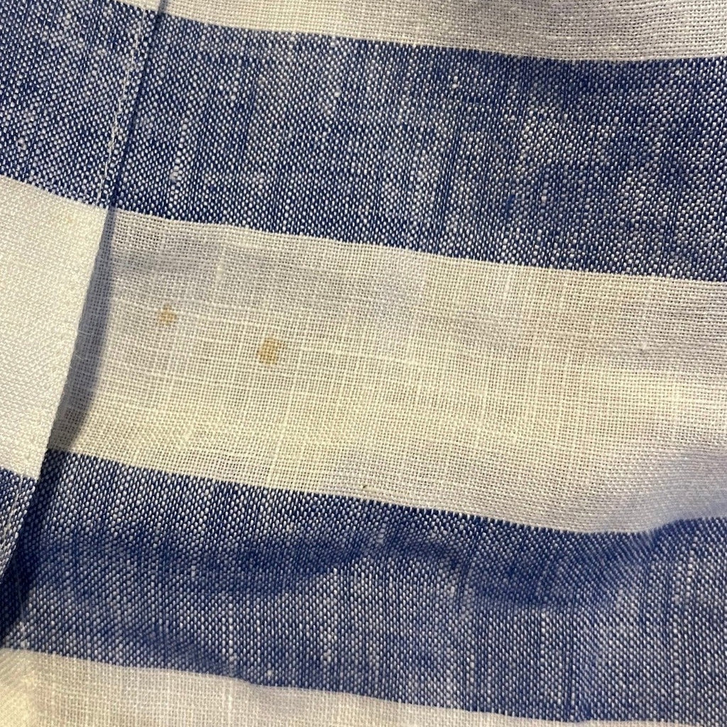 Chico's 100% Linen Women Button up Blue White Stripe 3/4 Sleeve Nautical Size XXL