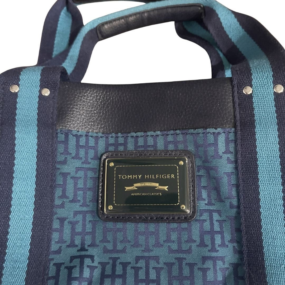 Tommy Hilfiger Monogram Canvas Mini Tote Bag Vintage Y2K Classic Nautical
