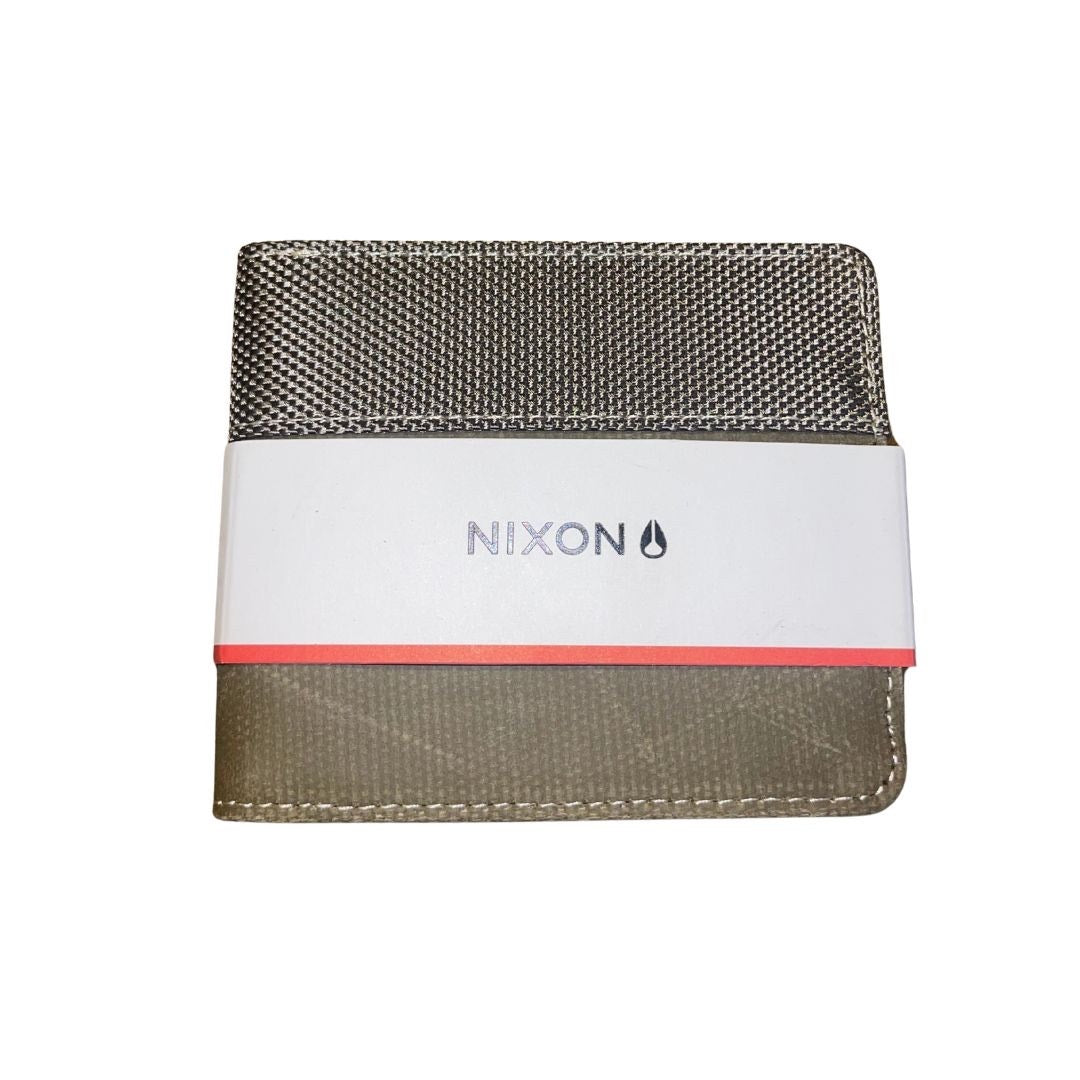 Nixon Leather Logo Origami Showdown Falcon Brown Canvas BiFold Wallet NWT