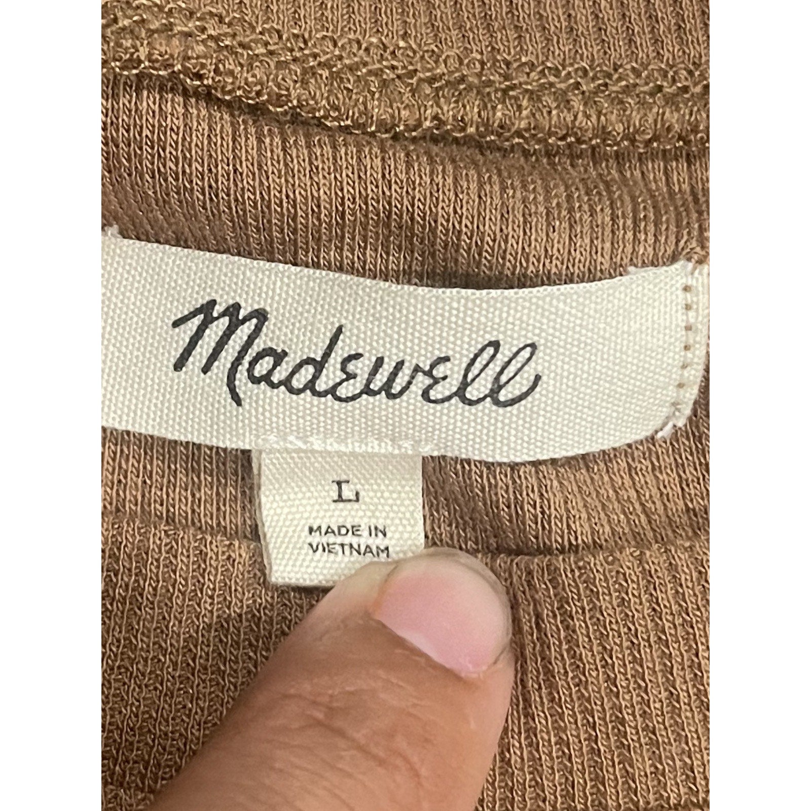 Madewell Fine Soft Ribbed Supercrop Crewneck Long Sleeve Tee Large Lightweight