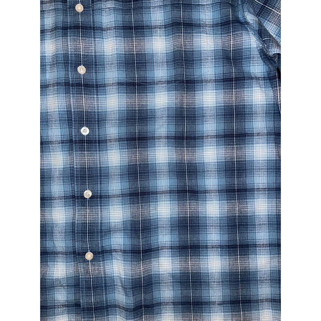 Ezekiel Men's Large Cotton Blue Plaid Flannel Long Sleeve button up shirt