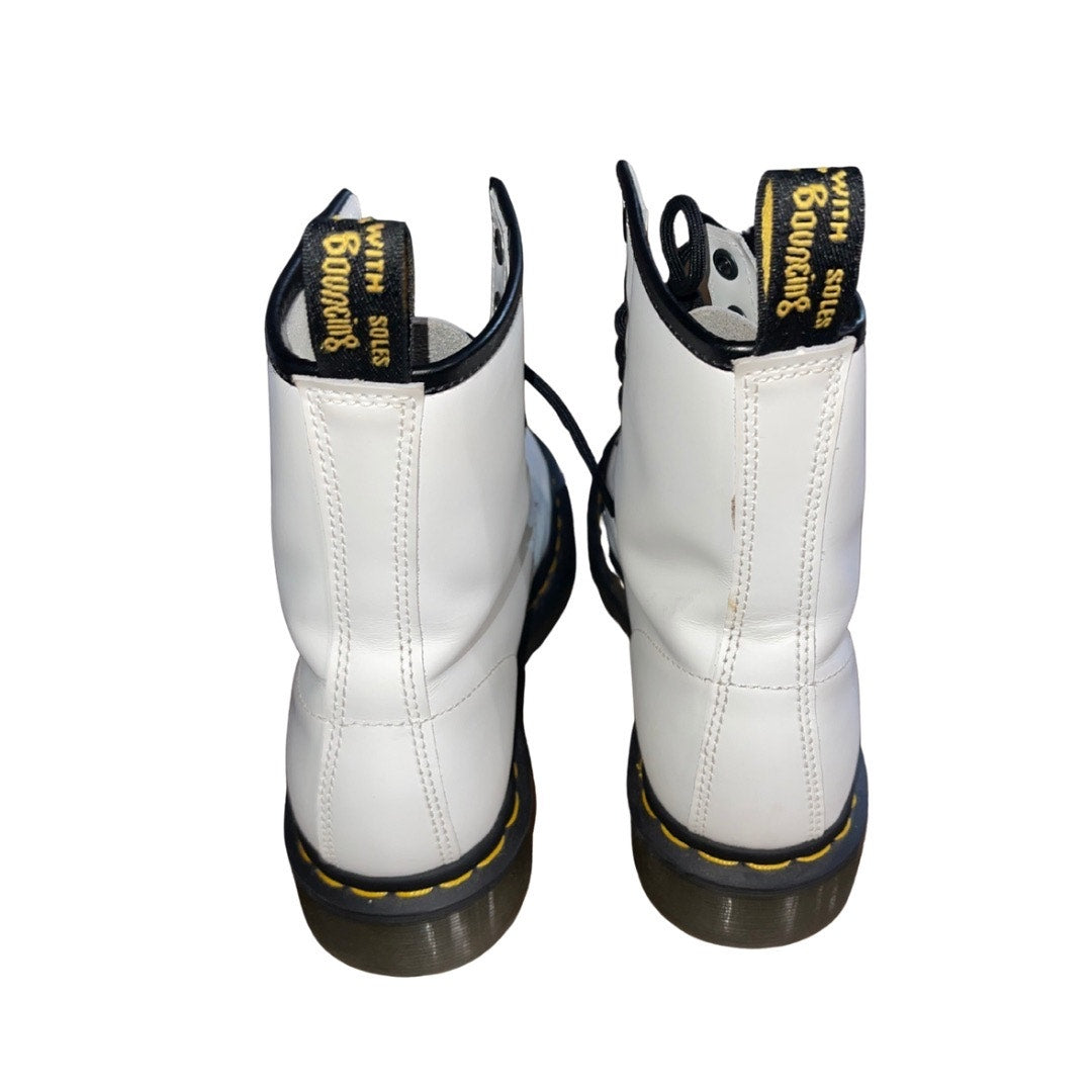 Dr. Martens 1460 BEX Smooth Leather Lace up White Boot Womens 8 eye Combat Size 7 Punk Grunge