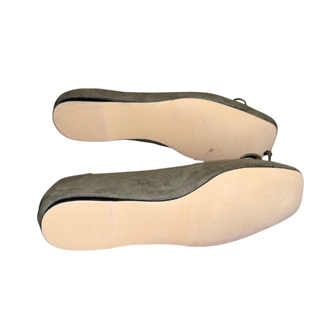Express Suede Gray Square Toe Ballet Flats Slip On Bow Detail Size Size 8.5 NWOT