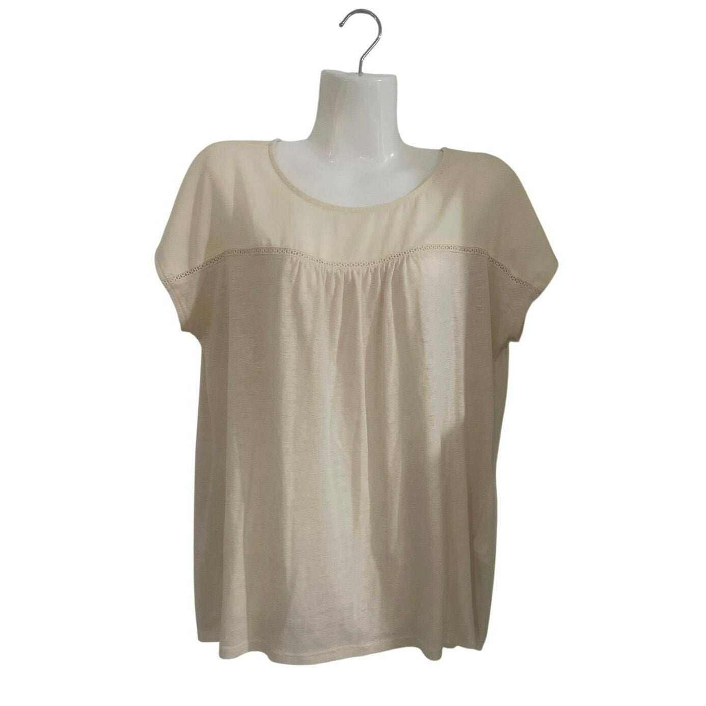 Banana Republic Ivory Linen Blend Short Sleeve Top Size Medium Breezy Flowy Chic