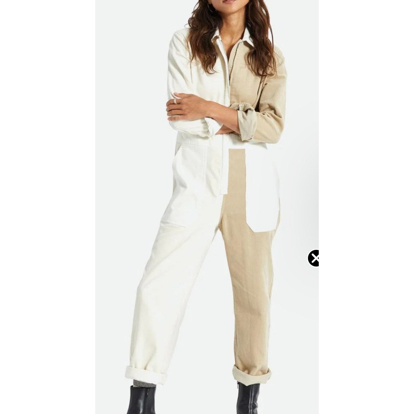 Brixton Women Doug's Hood River Mersey Coverall Dove Vanilla Size Small Jumpsuit