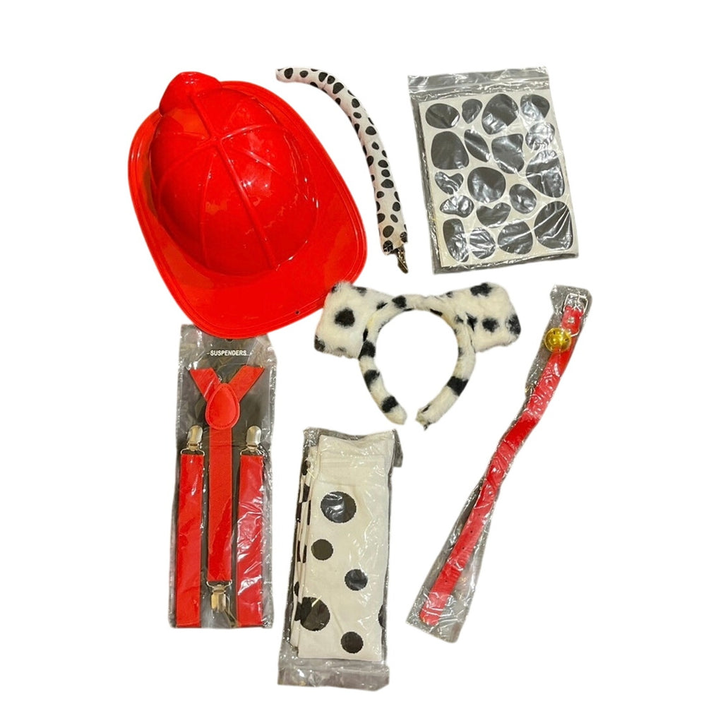 Halloween Costume Firefighter Dalmatian Puppy Themed Costume Accessory Set Kit