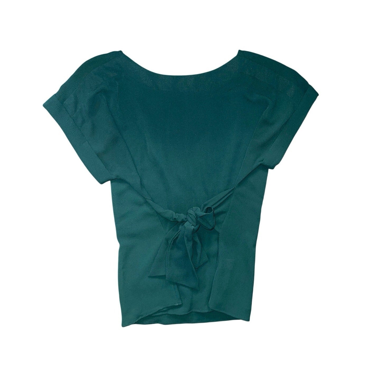 Stylish west kei blouse with tie belt, Emerald green