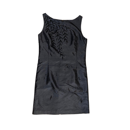 Black Evening Sequin sleeveless high round collar dress