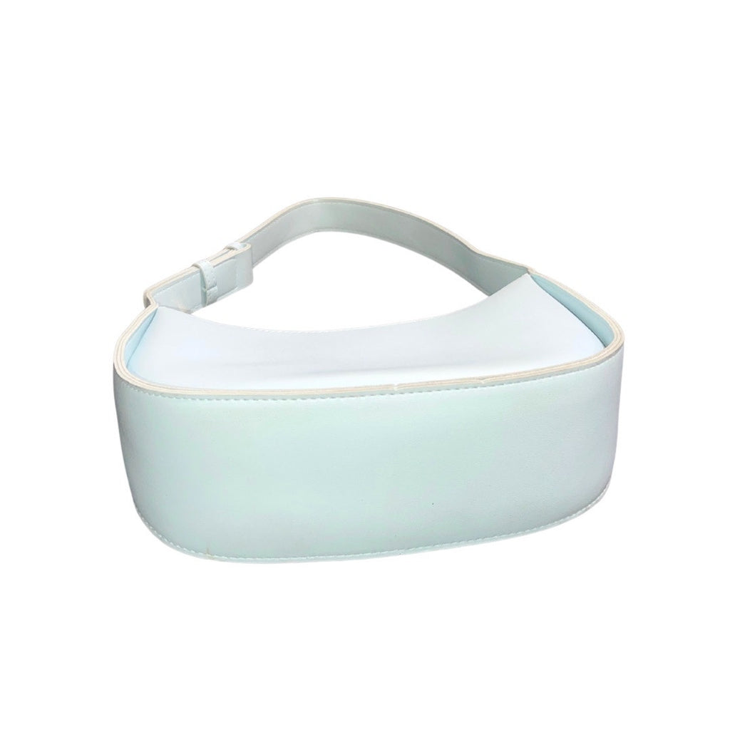 Vegan Leather Hobo Moon Shape Crescent Shoulder Bag Baby Blue Y2K 90s