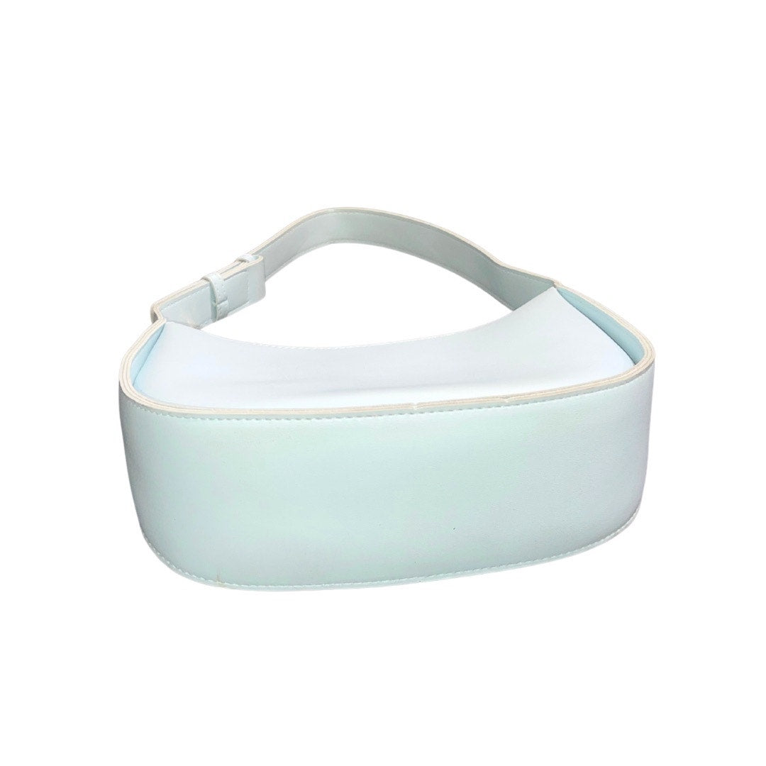 Vegan Leather Hobo Moon Shape Crescent Shoulder Bag Baby Blue Y2K 90s
