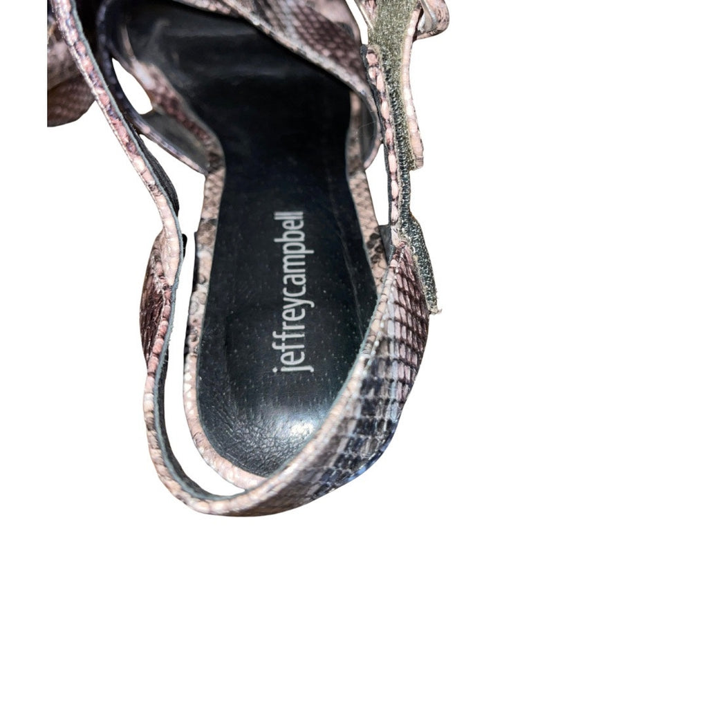 Jeffrey Campbell "Amma" Snake Print Platform Shoes Size 7.5 BLock Heel Open Toe