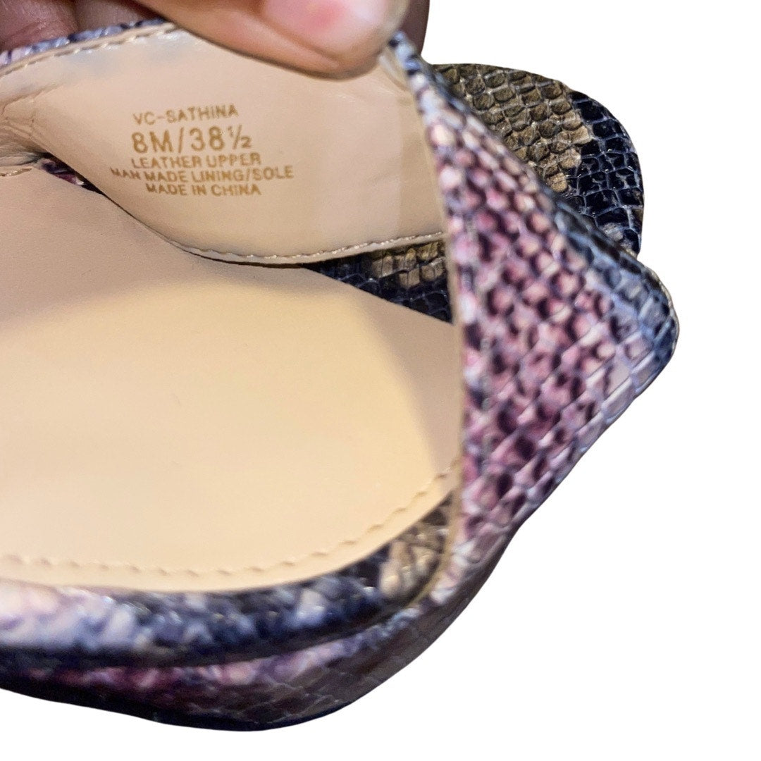 Vince Camuto Snakeskin Sathina Ankle Strap Platform Heel Size 8 Multicolor NWT