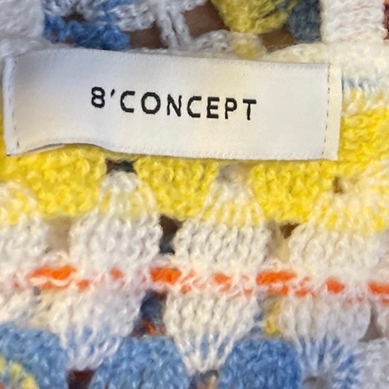 8'Concept Bohemian Crochet Knit Granny Square Crop Tank Top SZ M Retro Festival