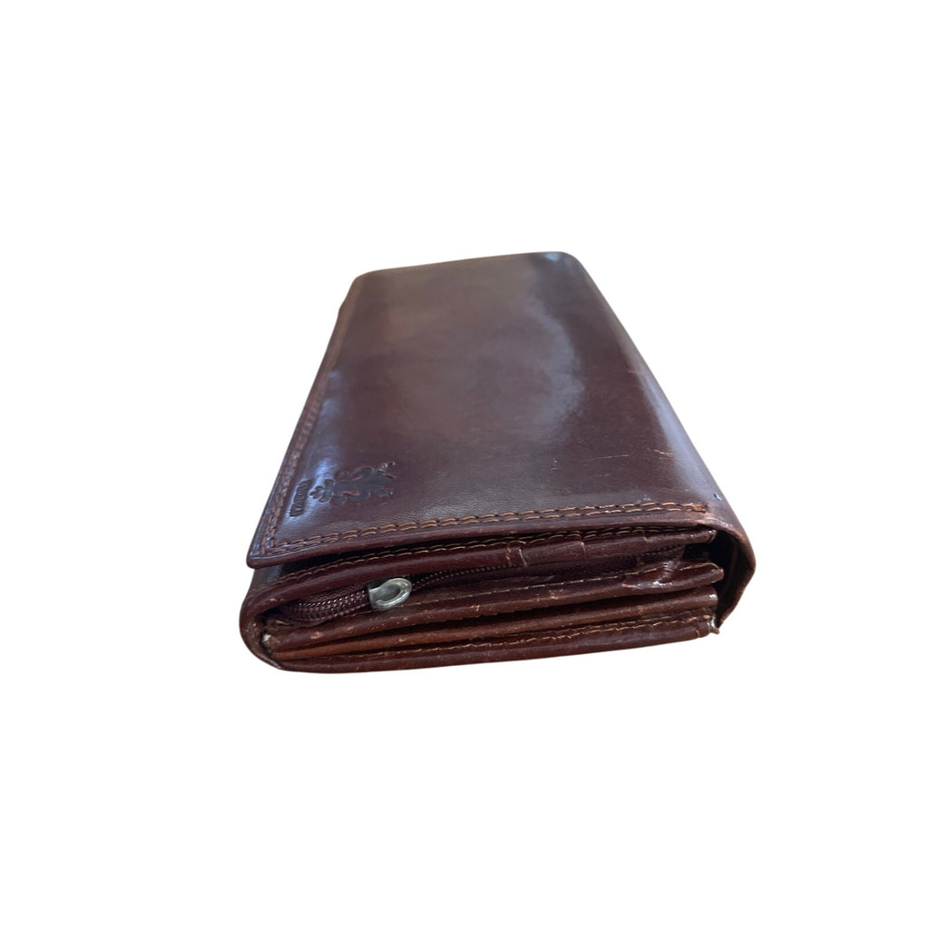 Italian Leather Genuine Leather Brown Bi Fold Wallet Clutch Classic Chic