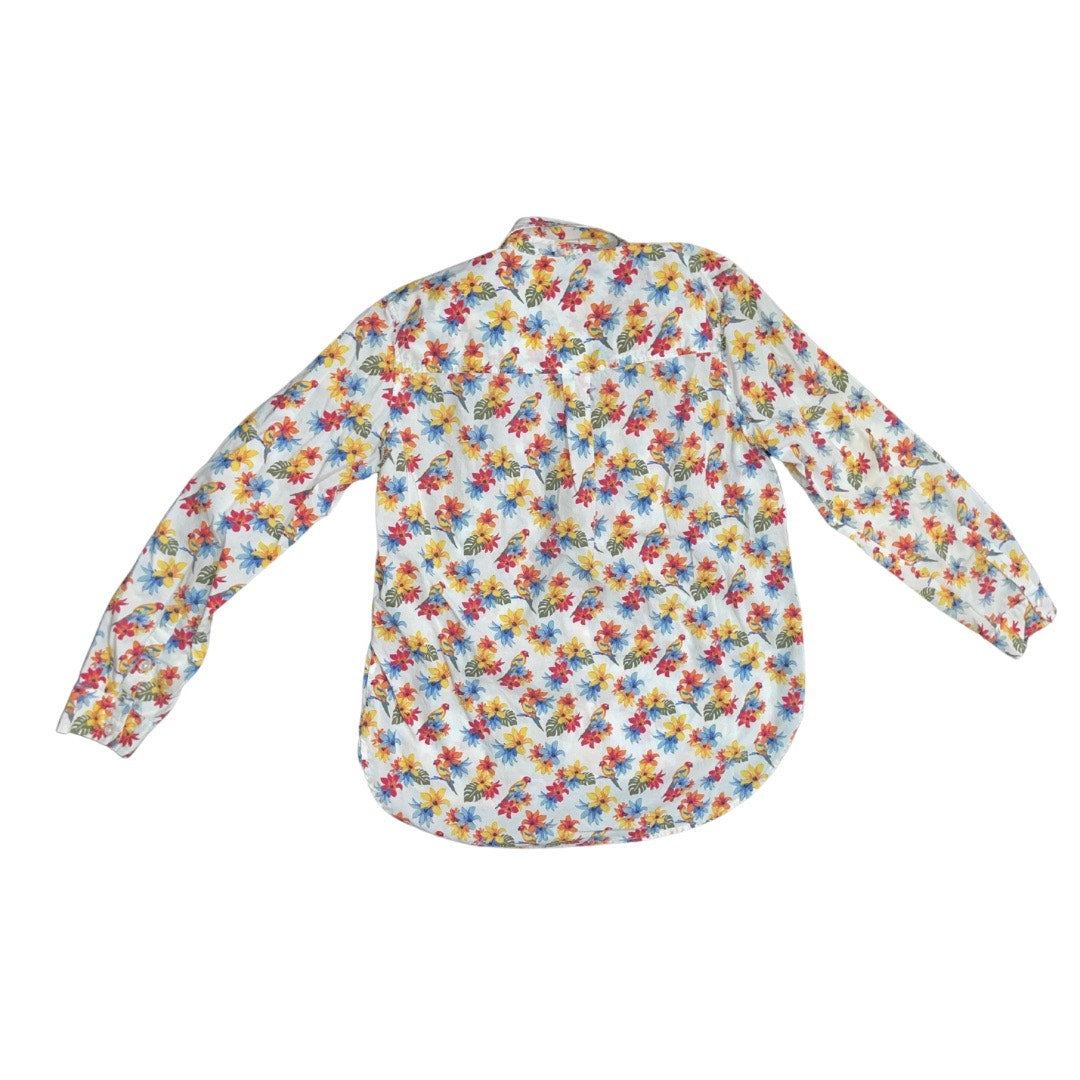 Gloria Vanderbilt Tropical Floral Parrot button up Long sleeve collar shirt