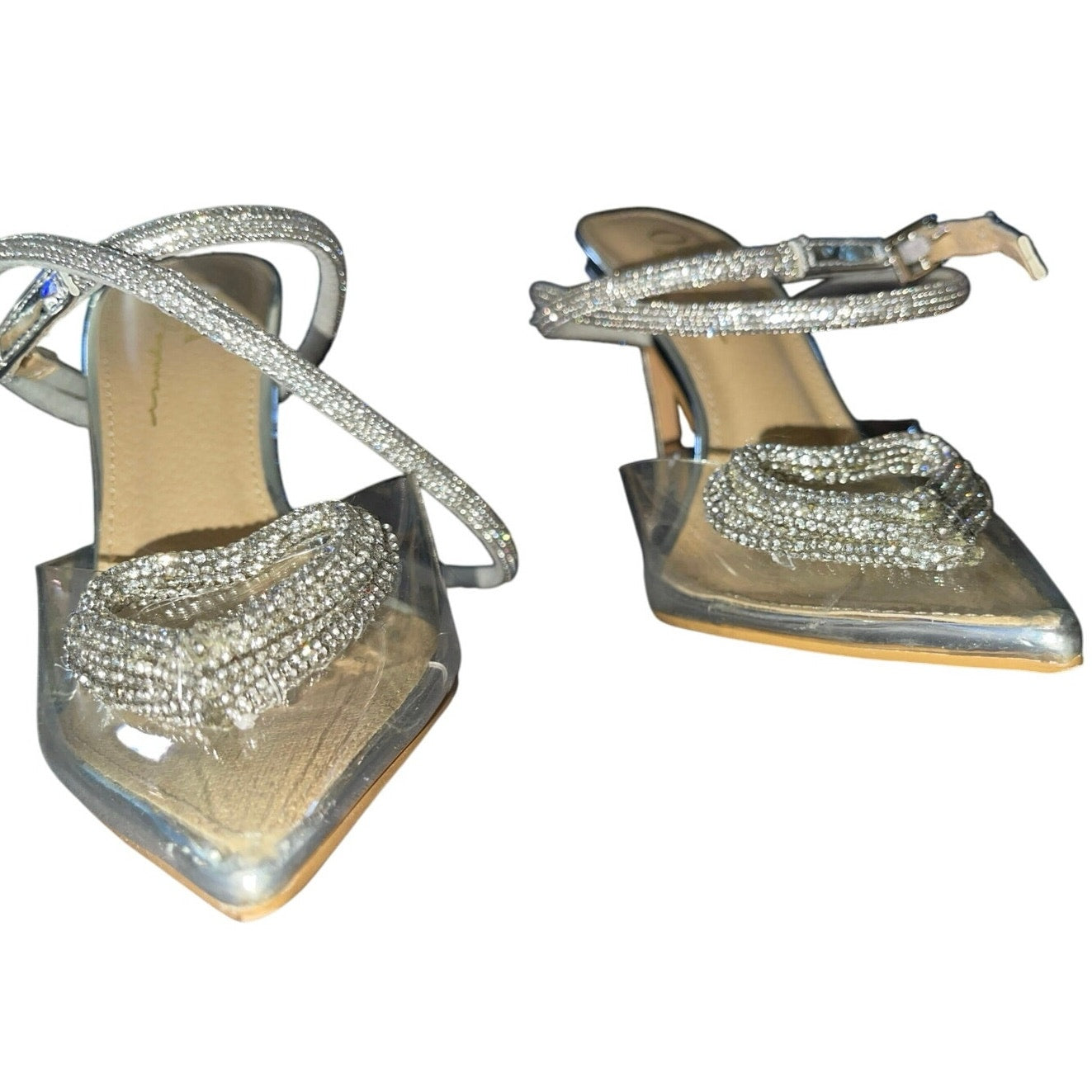 Stylish strappy Olivia Jaymes heart gem heels pump