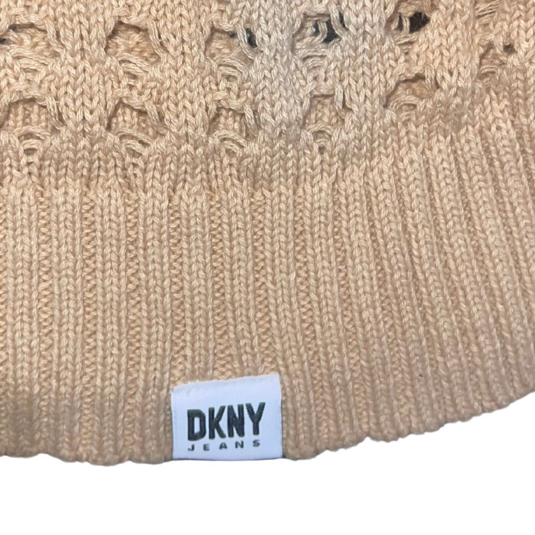 DKNY Jeans Open Stitch V-Neck Lightweight Sweater Size XL Casual Relaxed Crochet