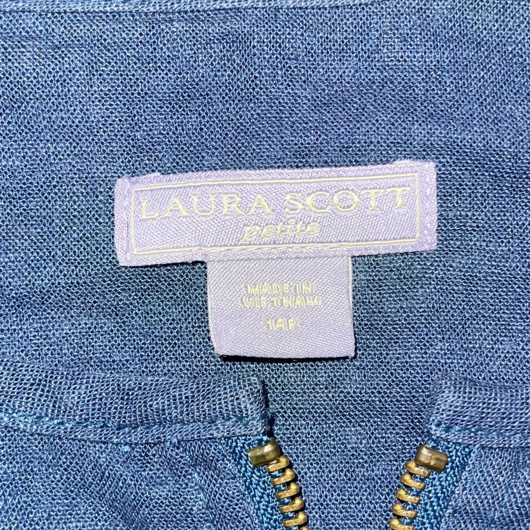 Laura Scott Zip up Linen Blend Lightweight Jacket Size 14P Casual Career Office