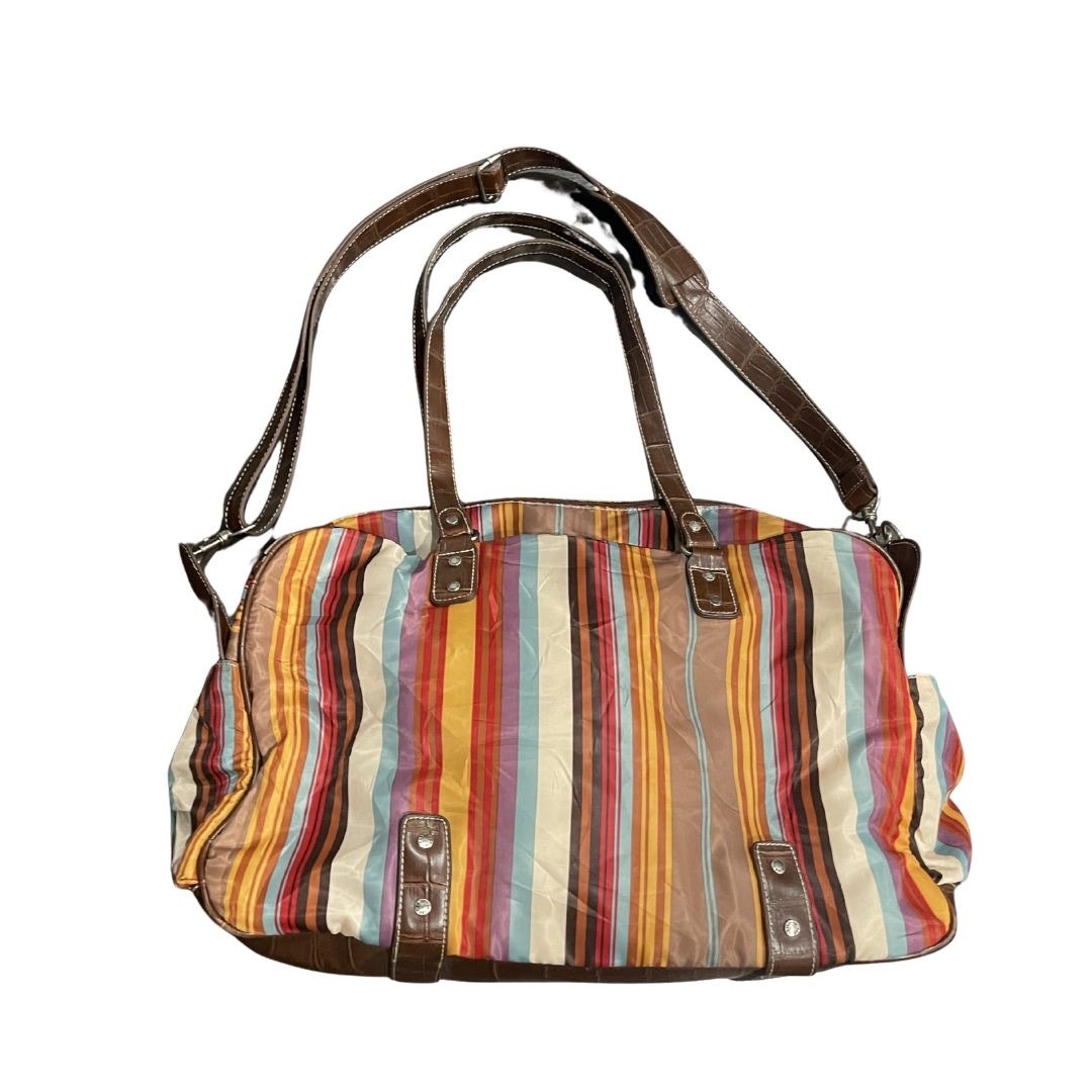 Caribbean Joe Multicolor Striped Duffle Bag Travel Beach Weekender Vacation Bag