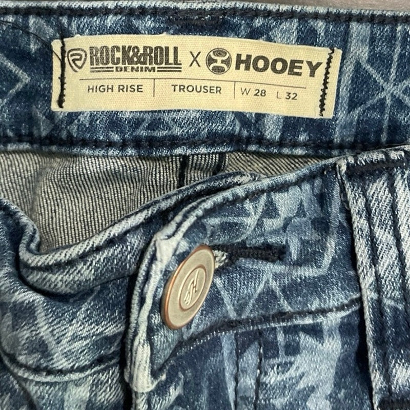 Rock & Roll Denim Aztec Print Flare Jeans SZ 28 Western Boho Southwestern Hippie