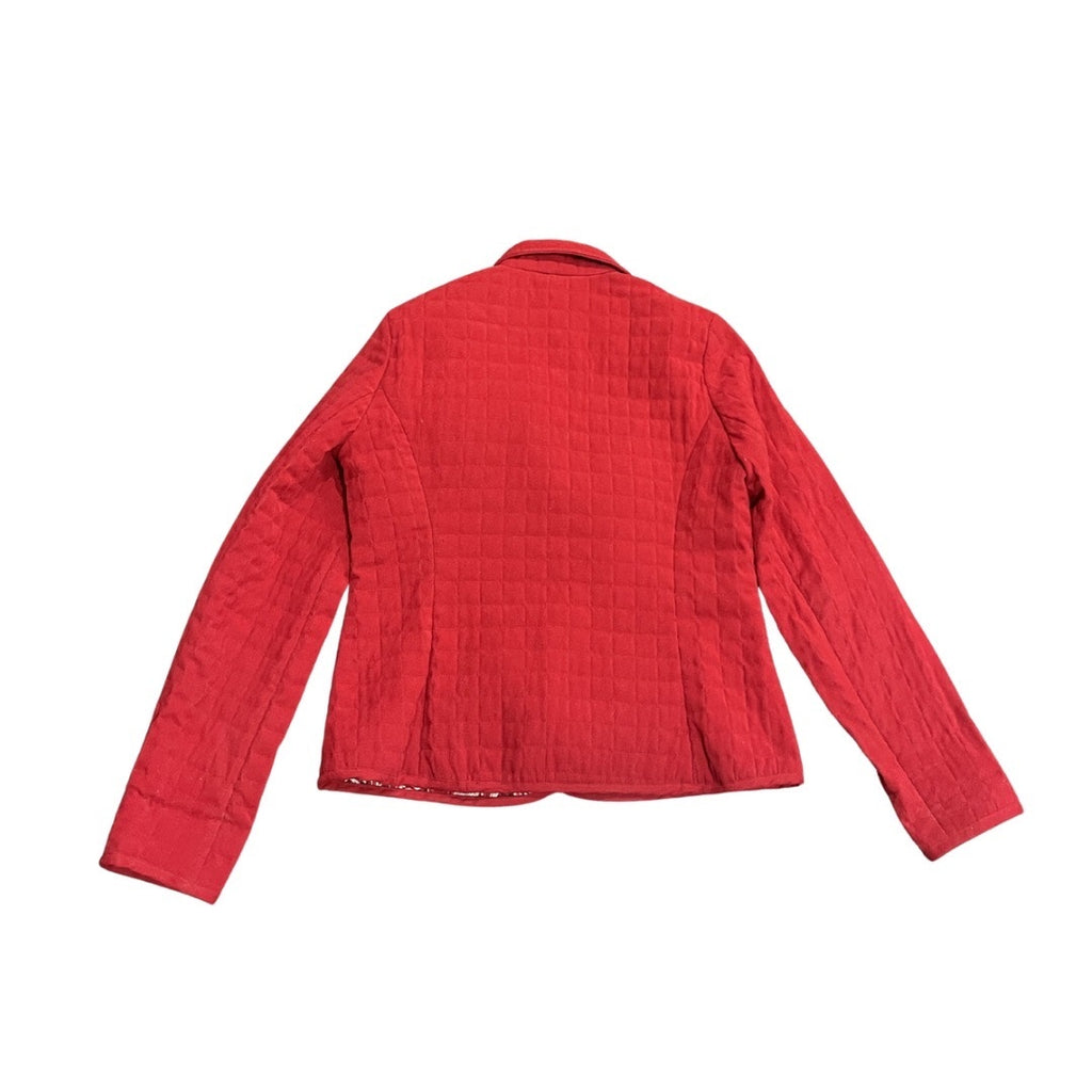 Briggs New York Red Quilted Shirt Jacket Snap Button down Paisley Lined SZ 10
