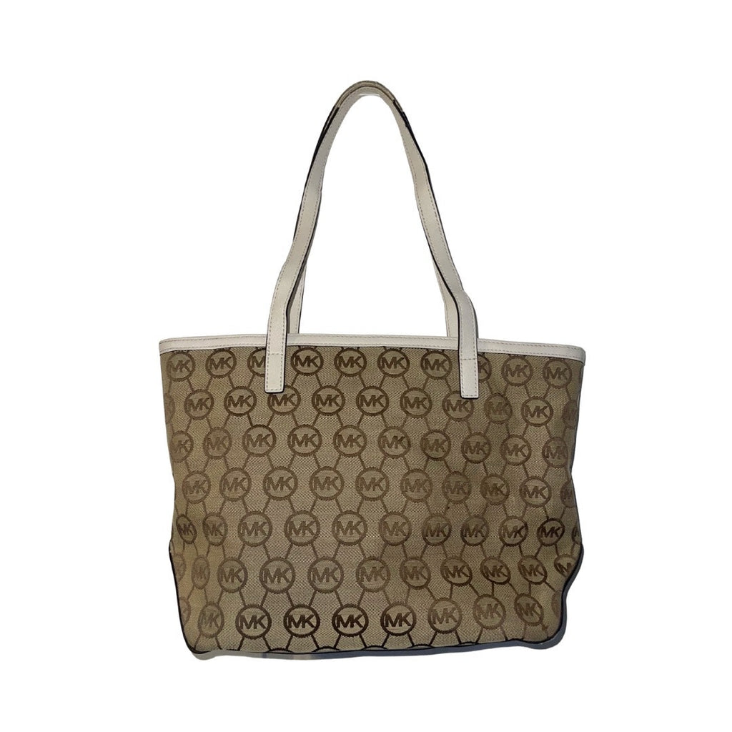 Michael Michael Kors Signature Logo Kempton Canvas Tote Bag Leather Trim