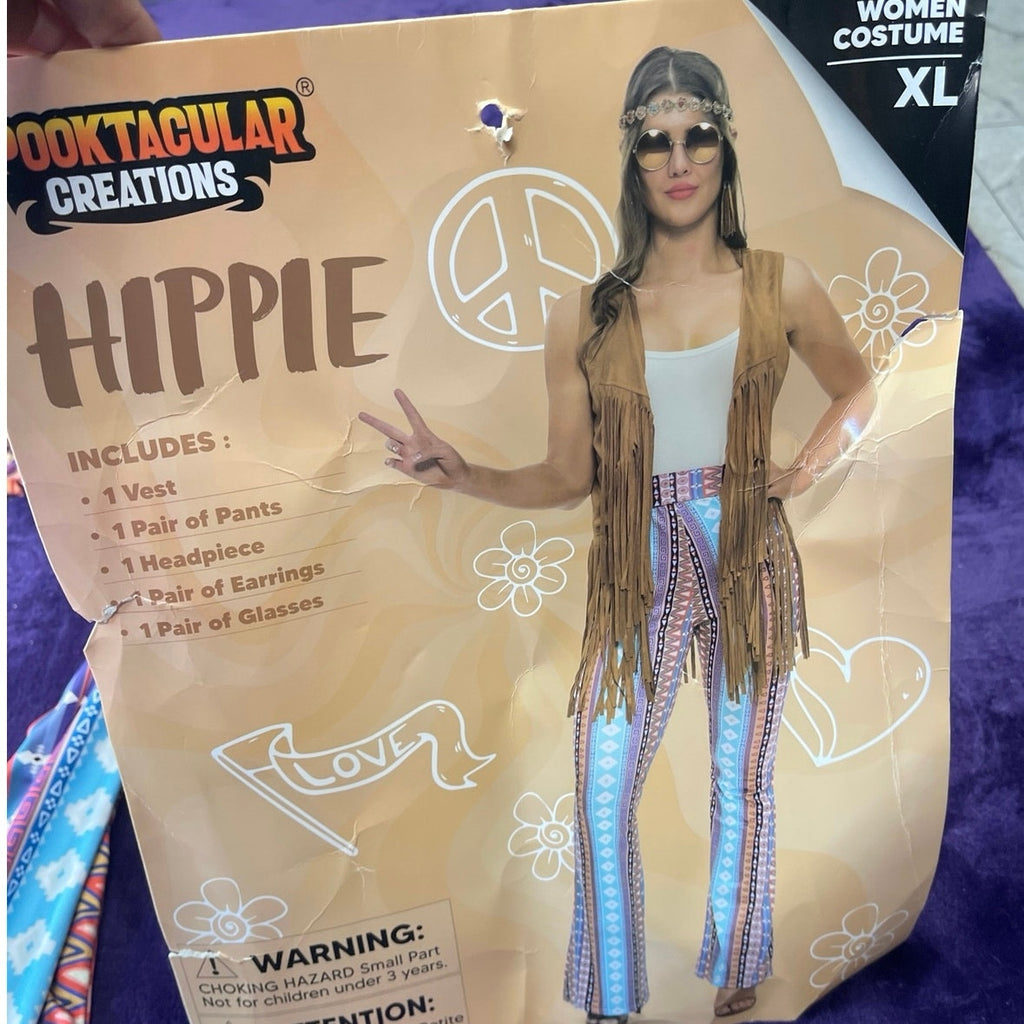 Spooktacular Creations Halloween Hippie Costume SZ XL Groovy Retro Peace & Love