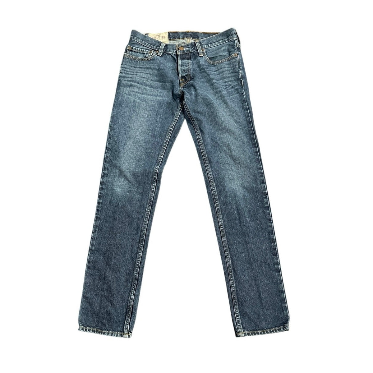 Hollister Skinny Denim Jeans Size 30x32 Dark Wash Button Butterfly Streetwear