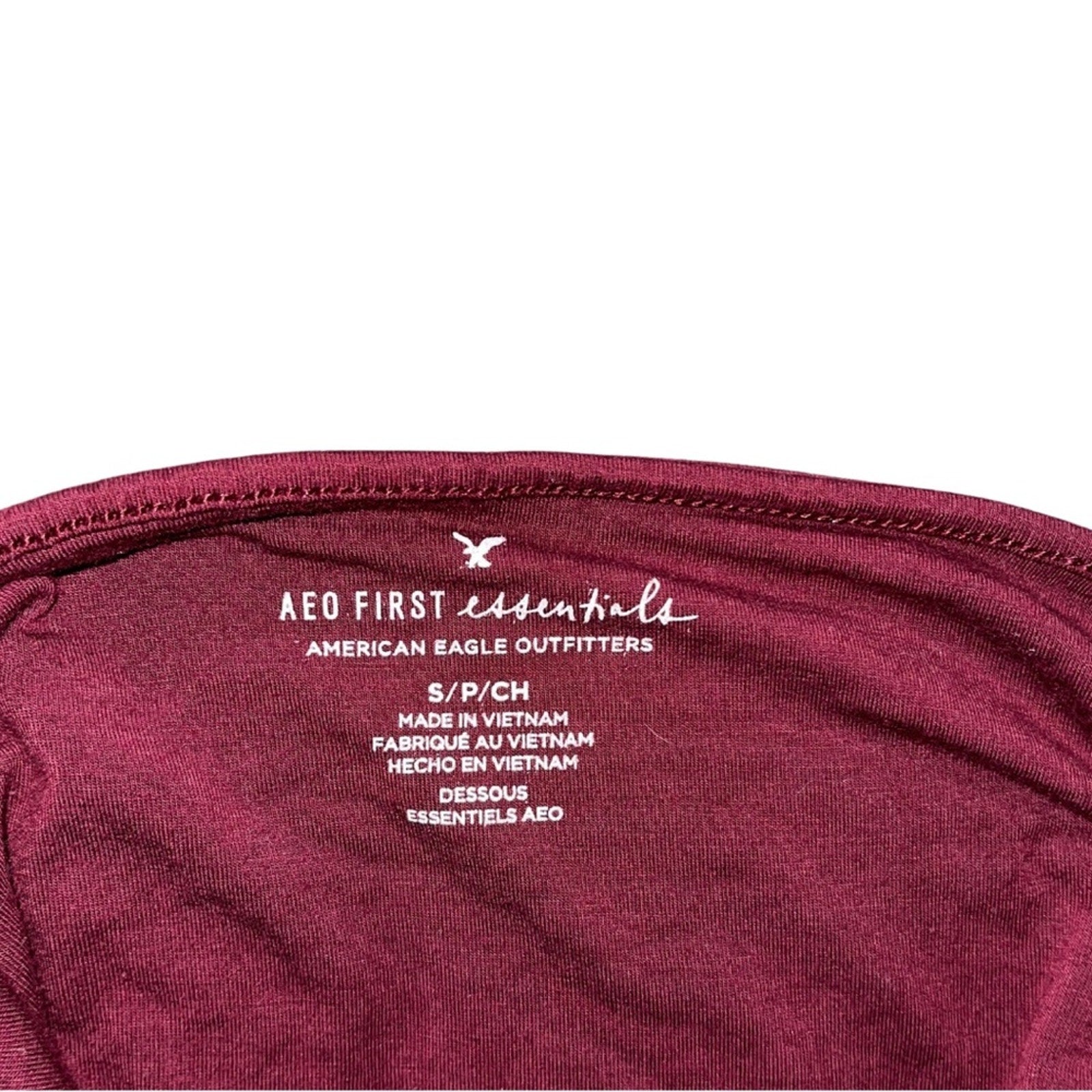 AEO American Eagle Outfitters Maroon V-Neck Lace Trim Halter bodysuit top Small