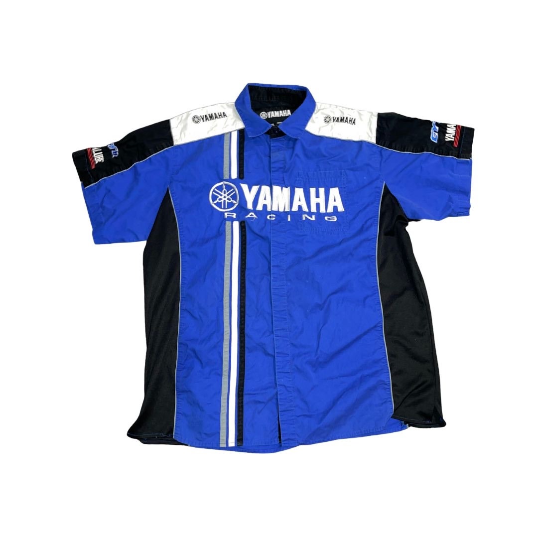 Vintage Yamaha Racing Button Shirt Mens Size XL Jersey Motorcycle Biker