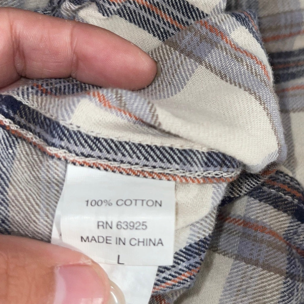 Retrofit Men's Flannel Long Sleeve brown tone plaid button up shirt size L