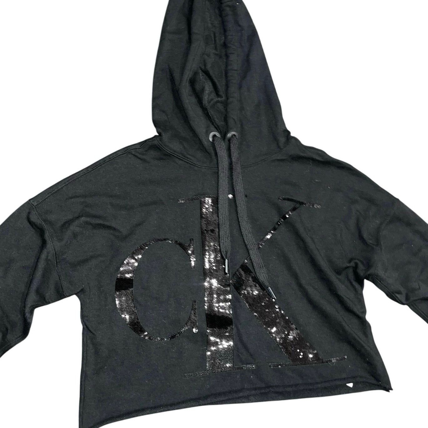 Calvin Klein Jeans CK Black Cropped Hooded Sweater Size XS